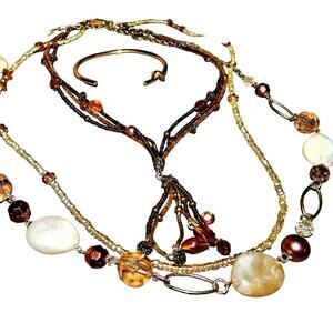 Boho 3 Beaded Necklaces & Bracelet Lot